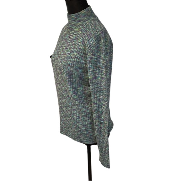 Karen Scott Women's Cotton Multicolored Ribbed Turtleneck Sweater Size Large - Picture 3 of 10